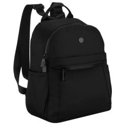 Mały, czarny plecak damski wykonany z poliestru, jednokomorowy z kieszenią zewnętrzną - Peterson. Czarne plecaki damskie Peterson, bez wzorów. Za 79.99 zł.