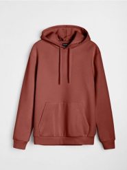 Bluza z kapturem basic - czerwony. Czerwone bluzy męskie Sinsay, l, bez wzorów, z kapturem. Za 39.99 zł.