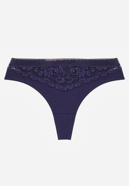 Granatowe Majtki Typu Stringi z Bawełną i Koronką Zeliche. Niebieskie stringi damskie Renee, l, z aplikacjami, z bawełny. Za 4.99 zł.