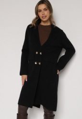 Czarny Elegancki Długi Płaszcz Dwurzędowy Oritusa. Czarne płaszcze damskie Born2be, uniwersalny, bez wzorów, z jeansu, eleganckie, długie, bez kaptura. Za 129.99 zł.