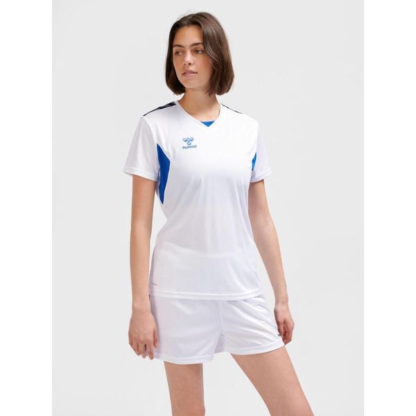 Damski jersey Hummel Authentic Pl. Białe koszulki sportowe damskie Hummel, bez wzorów, z jersey, bez kołnierzyka, bez ramiączek, do piłki nożnej. Za 161.00 zł.