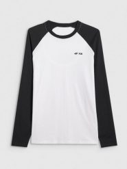4F Longsleeve regular z nadrukiem męski - biały 3XL. Białe bluzki z długim rękawem męskie 4f, m, bez wzorów, bez kołnierzyka. Za 79.99 zł.