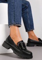 Czarne Mokasyny z Wkładką ze Skóry Naturalnej Dumie. Czarne mokasyny damskie Renee, z jeansu, eleganckie. Za 129.99 zł.