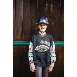 Sweter damski Ju & Pa Umour. Czarne swetry damskie JU ET PA, bez wzorów, z materiału, eleganckie, bez kołnierzyka, bez ramiączek, długie, bez kaptura. Za 343.00 zł.