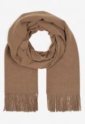Ciemnobeżowy Szalik Długi z Frędzlami z Domieszką Wełny Torilisa. Brązowe szaliki i chusty damskie Born2be, bez wzorów, z dzianiny, klasyczne. Za 44.99 zł.
