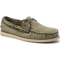 Mokasyny SPERRY - SSTS13071 Canvas Olive. Zielone mokasyny męskie Sperry, z materiału, klasyczne, bez zapięcia. W wyprzedaży za 229.00 zł.
