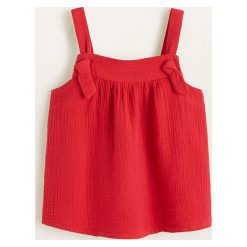 Mango Kids - Top dziecięcy Tuppi 110-152 cm. Białe t-shirty i topy dla dziewczynek Mango Kids, bez wzorów, z bawełny, bez ramiączek. W wyprzedaży za 34.90 zł.