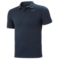 Aktywna koszulka polo Helly Hansen Lifa Solen SS. Niebieskie koszulki polo męskie Helly Hansen, na wiosnę, s, bez wzorów, z materiału, bez ramiączek. Za 350.50 zł.