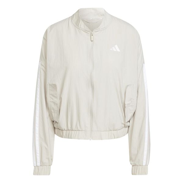 Kurtka damska adidas Essentials 3-stripes. Brązowe kurtki damskie Adidas, s, bez wzorów, z dresówki, bez kaptura, na fitness i siłownię. Za 276.50 zł.