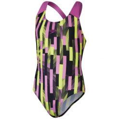 Strój pływacki jednoczęściowy dziecięcy Speedo Digital Allover Splashback. Czerwone stroje kąpielowe dla dziewczynek Speedo, bez wzorów. Za 129.99 zł.