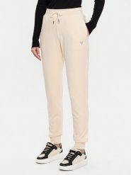 Guess Spodnie dresowe V3BB27 KBXI2 Beżowy Regular Fit. Brązowe spodnie dresowe damskie Guess, l, z aplikacjami, z dresówki. Za 189.99 zł.