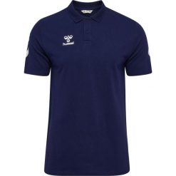 Polo Hummel Go 2.0 Chevron. Niebieskie koszulki polo męskie Hummel, bez wzorów, bez kołnierzyka, bez ramiączek, do piłki nożnej. Za 217.00 zł.