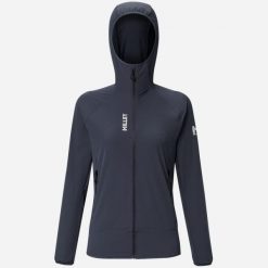 Kurtka softshell alpinistyczna damska MILLET Kamet Xcs Light Hoodie W. Niebieskie kurtki snowboardowe damskie Millet, m, bez wzorów, z elastanu, z kapturem, narciarskie. Za 519.00 zł.