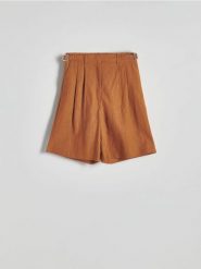 Szorty z ramii - bursztynowy. Pomarańczowe szorty damskie Reserved, l, bez wzorów, z bawełny. W wyprzedaży za 79.99 zł.