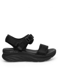 Skechers Sandały D'LUX WALKER 119824 BBK Czarny. Czarne sandały damskie Skechers, bez wzorów, z materiału, bez obcasa, na płaskiej podeszwie, bez zapięcia. Za 289.99 zł.