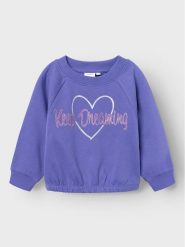 NAME IT Bluza 13219948 Fioletowy Regular Fit. Fioletowe bluzy dla dziewczynek Name it, bez wzorów, z bawełny, bez ramiączek, bez kaptura. Za 104.99 zł.
