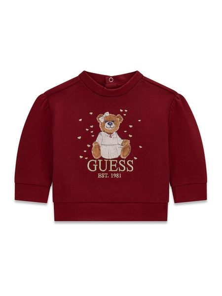 Guess Bluza K6BQ02 K5894 Bordowy Regular Fit. Czerwone bluzy dla dziewczynek Guess, z aplikacjami, z bawełny, bez ramiączek, bez kaptura. Za 174.99 zł.