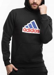 Bluza męska adidas FI BOS HD OLY. Czarne bluzy męskie Adidas, m, bez wzorów, z bawełny, z kapturem. Za 252.99 zł.