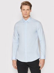 Calvin Klein Koszula Poplin K10K108229 Niebieski Slim Fit. Niebieskie koszule męskie Calvin Klein, m, bez wzorów, z bawełny, biznesowe, bez kołnierzyka, bez ramiączek. Za 219.99 zł.