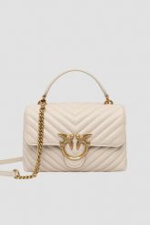 PINKO Beżowa kopertówka Love Lady Puff Mini CL. Brązowe kopertówki damskie Pinko, bez wzorów, eleganckie, pikowane, bez dodatków. W wyprzedaży za 1,399.99 zł.