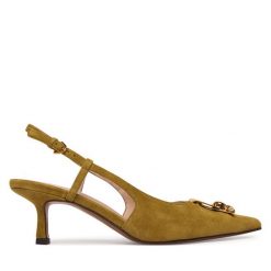 Czółenka Coccinelle. Zielone czółenka damskie Coccinelle, bez wzorów, bez obcasa, bez zapięcia. Za 899.99 zł.