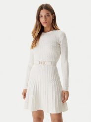 Guess Sukienka dzianinowa W5BK68 Z2YJ2 Écru Slim Fit. Sukienki damskie Guess, xl, z aplikacjami, z dzianiny, bez kołnierzyka, bez ramiączek. Za 439.99 zł.