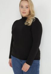 Czarny Golf Niinisto. Czarne bluzki damskie Born2be, plus size, bez wzorów, z dzianiny, eleganckie, bez kołnierzyka, plus size, bez ramiączek. Za 29.99 zł.