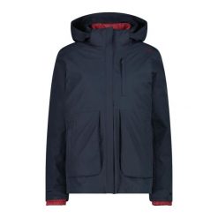 Kurtka puchowa z odpinanym kapturem dla kobiet CMP. Niebieskie kurtki sportowe damskie CMP, bez wzorów, z puchu, trekkingowe. Za 675.50 zł.