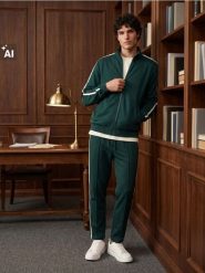 Rozpinana bluza sportowa z domieszką wiskozy - zielony. Zielone bluzy męskie Sinsay, l, bez wzorów, z wiskozy, bez kaptura. Za 59.99 zł.