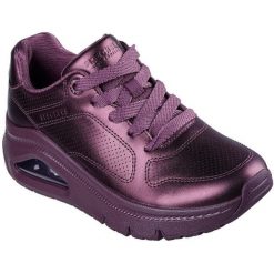 Buty sportowe damskie Skechers Uno Icon Lustrous Air. Fioletowe obuwie sportowe damskie Skechers, bez wzorów, z materiału. Za 490.00 zł.