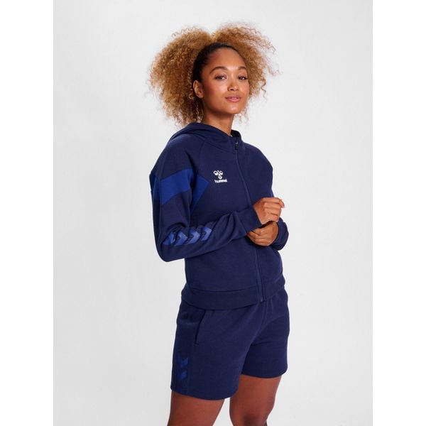 Damska bluza z kapturem na zamek błyskawiczny Hummel Travel. Niebieskie bluzy damskie Hummel, bez wzorów, z kapturem, na fitness i siłownię. W wyprzedaży za 195.50 zł.