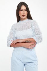 Sweter damski ażurowy z cekinami PESERICO. Swetry damskie Peserico, w ażurowe wzory, bez kołnierzyka, bez ramiączek, bez kaptura. Za 1,759.00 zł.