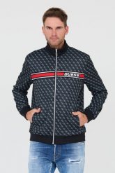 GUESS Czarna męska bluza logowana. Czarne bluzy męskie Guess, l, z aplikacjami, bez kaptura. W wyprzedaży za 426.99 zł.