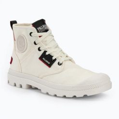 Trampki Palladium Pampa Hi Patch. Białe trampki i tenisówki damskie Palladium, bez wzorów, bez zapięcia. Za 289.99 zł.