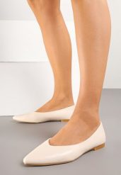 Beżowe Balerinki Vices Ozdobione Migdałowym Noskiem Neoranea. Brązowe baleriny damskie Renee, bez wzorów, z jeansu, eleganckie, bez obcasa. Za 44.99 zł.