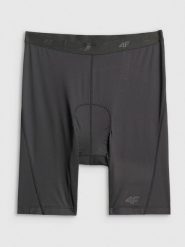 4F Spodenki kolarskie z żelową wkładką męskie - czarne M. Czarne szorty męskie 4f, m, bez wzorów, z materiału, biznesowe. Za 149.99 zł.