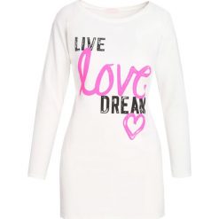 Biała Bluzka Live Dream. Białe bluzki damskie Born2be, z nadrukiem, z okrągłym kołnierzem, z długim rękawem. Za 24.99 zł.