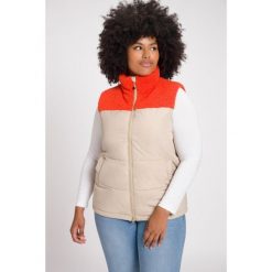 Damskie Pikowana kamizelka pluszowy polar stójka dwukierunkowy suwak. Brązowe kurtki damskie Ulla Popken, plus size, bez wzorów, z materiału, bez kaptura. W wyprzedaży za 343.99 zł.