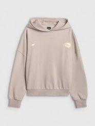 4F Bluza dresowa oversize z kapturem damska - szara M. Szare bluzy damskie 4f, m, bez wzorów, z dresówki, sportowe, bez kołnierzyka, bez ramiączek, z kapturem. Za 179.99 zł.
