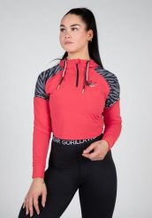 Zion Cropped Bluza z kapturem - Czerwony. Czerwone bluzy damskie GORILLA WEAR, s, bez wzorów, z elastanu, z kapturem. Za 287.85 zł.