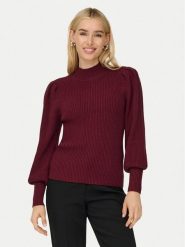 ONLY Sweter Katia 15232494 Bordowy Regular Fit. Czerwone swetry damskie Only, s, bez wzorów, z syntetyku, bez kołnierzyka, bez ramiączek, bez kaptura. Za 139.99 zł.