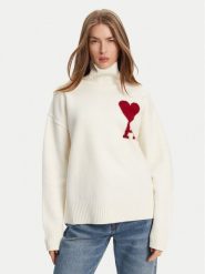 AMI Paris Golf BFUKS406.018 Écru Relaxed Fit. Swetry damskie AMI PARIS, s, bez wzorów, z wełny, bez kołnierzyka, bez ramiączek, bez kaptura. Za 1,749.00 zł.