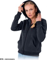 R.E.I.S. MALVA - bluza damska, zapięcie suwak, kaptur ściągany troczki, dwie kieszenie, dół rękawy ściągacz, 100% poliester 220 g/m2 - ciemnoszary L. Szare bluzy damskie R.E.I.S., l, bez wzorów, z poliesteru, bez kaptura. Za 69.84 zł.