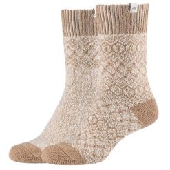 Skarpetki sportowe dla dorosłych 2PPK Wm Casual Cozy Jacquard Socks. Brązowe skarpety damskie Skechers, bez wzorów, z elastanu. Za 29.99 zł.