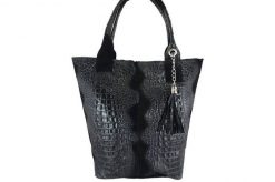 Worek skórzany BARBERINI'S czarny 375/7-1. Czarne torebki shopper damskie Barberinis, bez wzorów, ze skóry, biznesowe, zamszowe, bez dodatków. Za 219.99 zł.