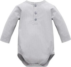 PINOKIO Body polo z długim rękawem szare dla chłopca niemowlęce Charlie Pinokio 86. Szare body niemowlęce Pinokio, bez wzorów, bez ramiączek. Za 66.70 zł.