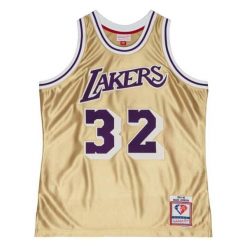 Koszulka Nba Los Angeles Lakers Magic Johnson. Żółte koszulki sportowe męskie Mitchell & Ness, bez wzorów, bez kołnierzyka, bez ramiączek, do koszykówki. Za 672.00 zł.