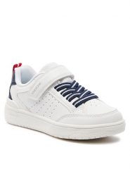 Geox Sneakersy J Washiba Boy J45LQA 05411 C0899 S Biały. Białe buty sportowe chłopięce Geox, bez wzorów, ze skóry, bez zapięcia. Za 149.99 zł.