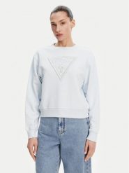 Guess Bluza W5GQ12 KBKM0 Błękitny Regular Fit. Niebieskie bluzy damskie Guess, s, z aplikacjami, z bawełny, bez kaptura. Za 199.99 zł.