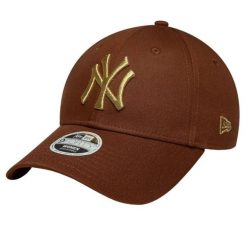 Czapka z daszkiem damska Wmns Metallic Logo 9FORTY New York Yankees Cap. Brązowe czapki i kapelusze damskie New Era, bez wzorów, z bawełny, sportowe. Za 119.99 zł.